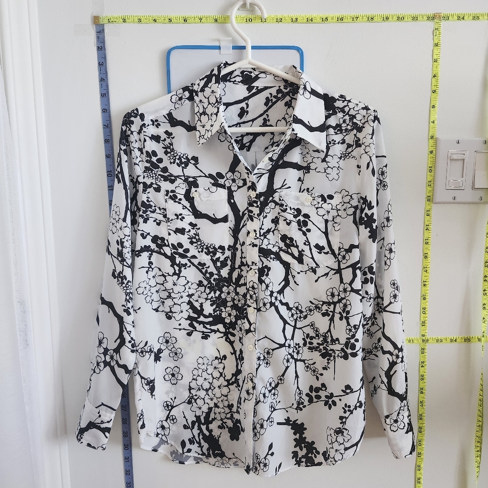Flower Black And White Blouse